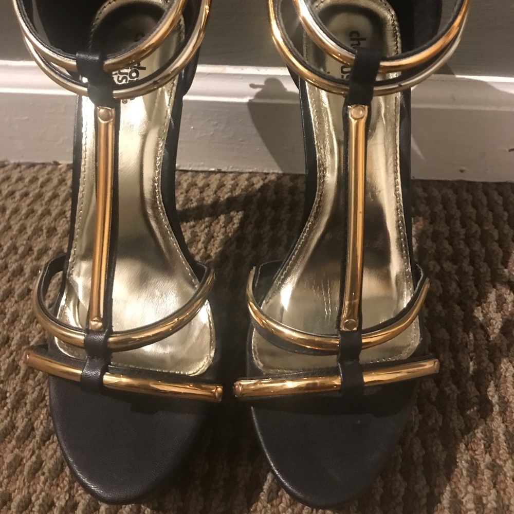 Charlotte Russe black slipper with gold